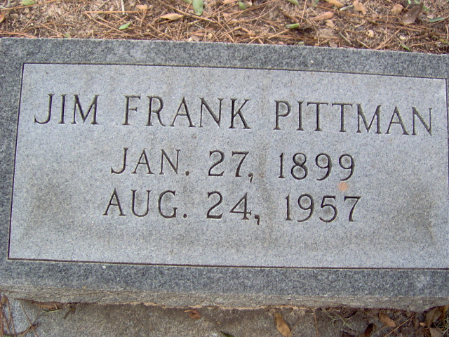 Headstone for Pittman, Jim Frank